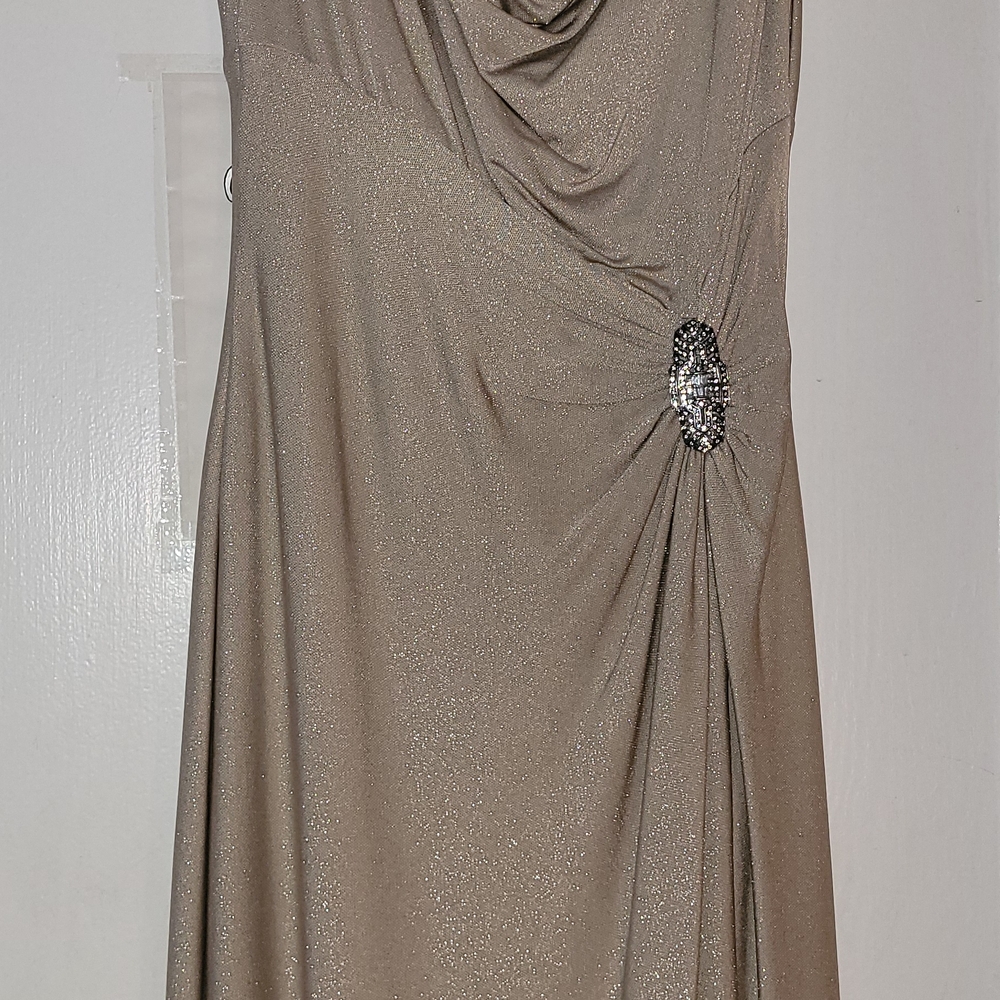 Ralph Lauren Shimmering Taupe Asymmetrical Dress